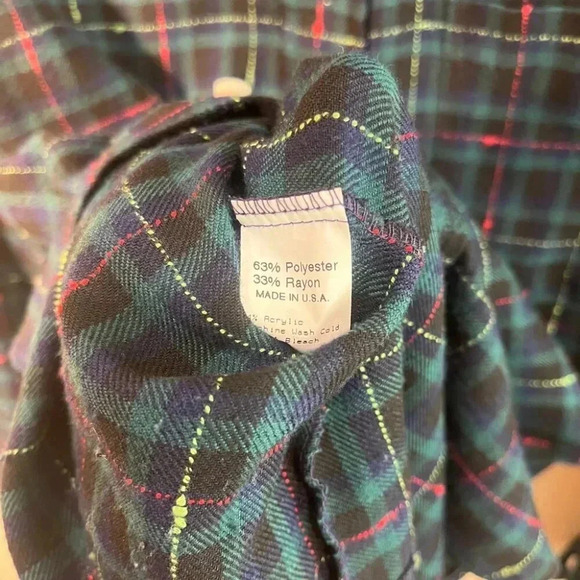 Gitman Bros Vintage | Archive Fluro Slub Flannel - Green & Black / Sz S - Picture 8 of 9